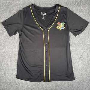 Ladies Harry Potter Hogwarts Black Button-Down Baseball Jersey Size Small